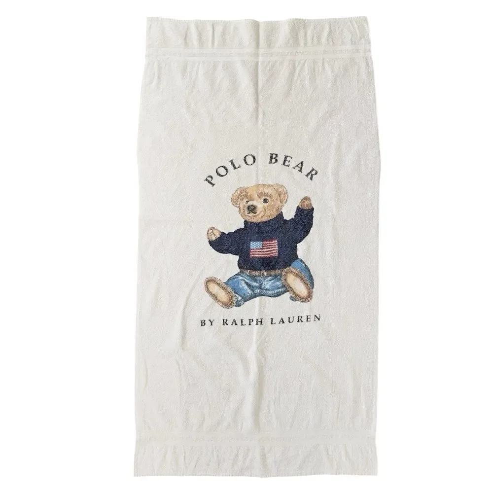 Vintage Ralph Lauren Polo Bear Beach Bath Towel Made In USA